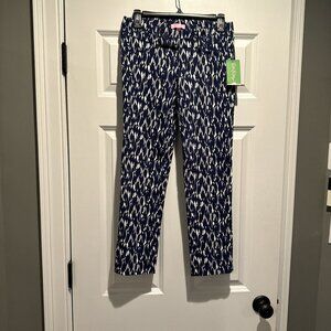 Lily Pulitzer navy and white fish print capri pants